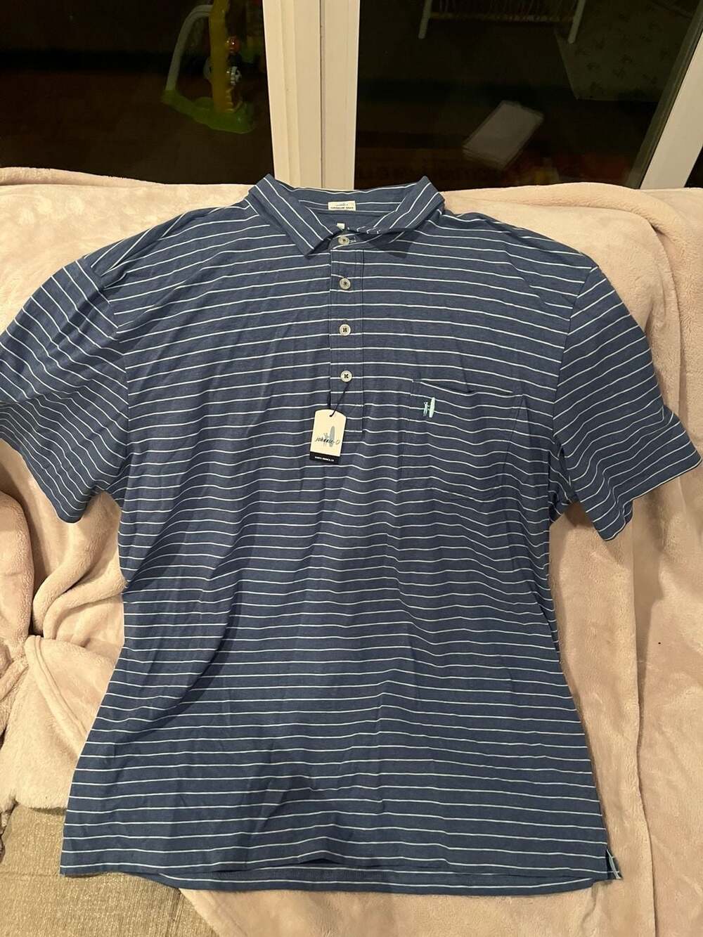 Johnnie-O Neese Striped Polo Size XXL Oceanside/Antigua